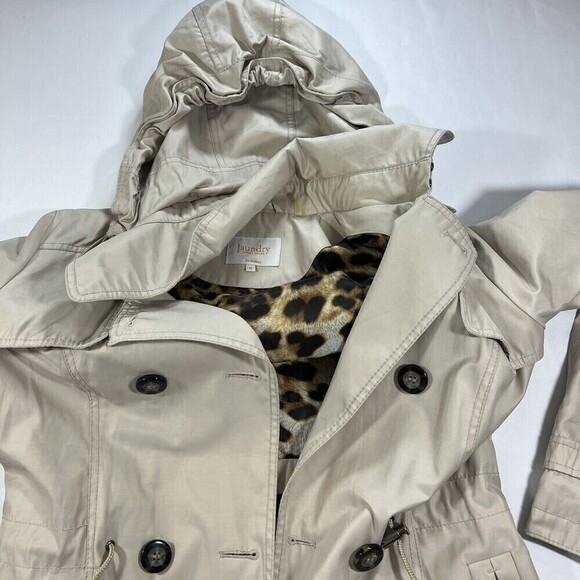 Laundry by‎ Shelli Segal Double Breasted Hooded Trench Coat Cream Size M - Picture 9 of 16